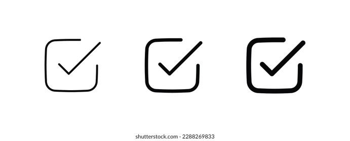 check box icon with correct, accept checkmark icons green tick box, check list circle frame - checkbox symbol sign. check mark box square frame