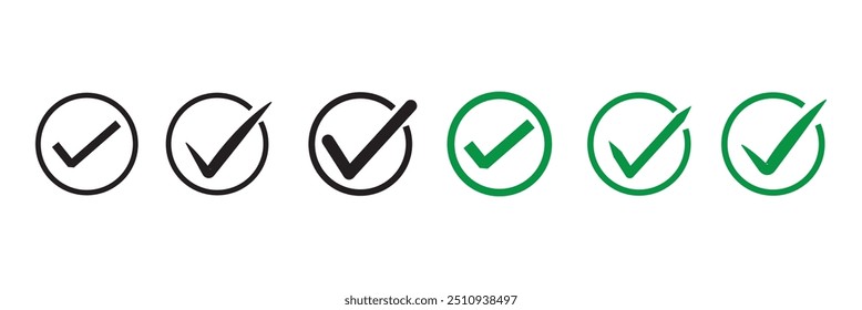 Check box icon with correct, accept checkmark icons tick box checked. Approve symbol.
