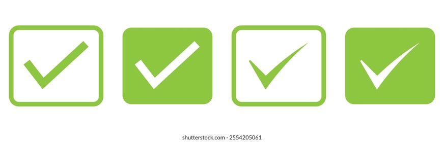 check box icon with correct, accept checkmark icons green tick box, check list circle frame - checkbox symbol sign. check mark box square frame