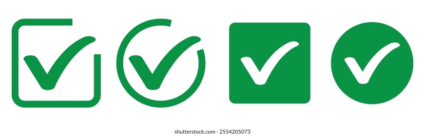 check box icon with correct, accept checkmark icons green tick box, check list circle frame - checkbox symbol sign. check mark box square frame