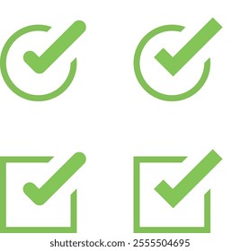 check box icon with correct, accept checkmark icons green tick box, check list circle frame - checkbox symbol sign. check mark box square frame