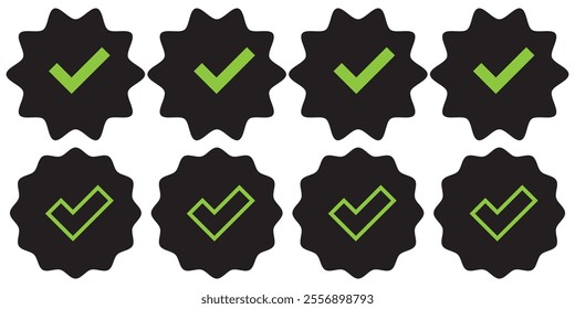 check box icon with correct, accept checkmark icons green tick box, check list circle frame - checkbox symbol sign. check mark box square frame . 333