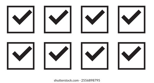 check box icon with correct, accept checkmark icons green tick box, check list circle frame - checkbox symbol sign. check mark box square frame . 333