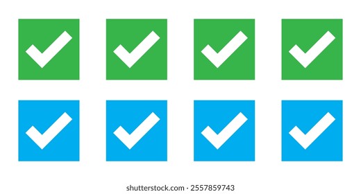 check box icon with correct, accept checkmark icons green tick box, check list circle frame - checkbox symbol sign. check mark box square frame
