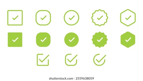 check box icon with correct, accept checkmark icons green tick box, check list circle frame
