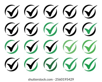 check box icon with correct, accept checkmark icons green and black tick box, check list circle frame - checkbox symbol sign. check mark box square frame