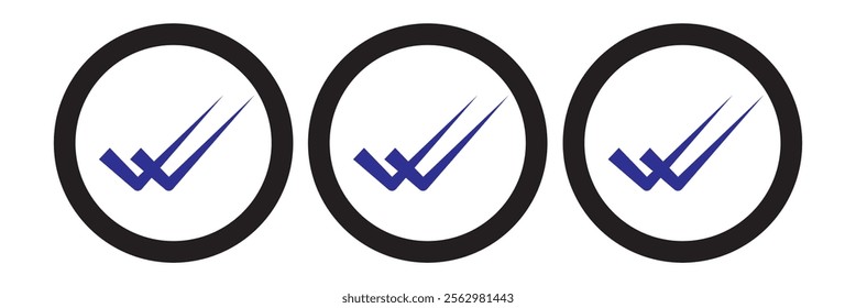 Check box icon with correct, accept checkmark icons tick box checked. Approve symbol.

