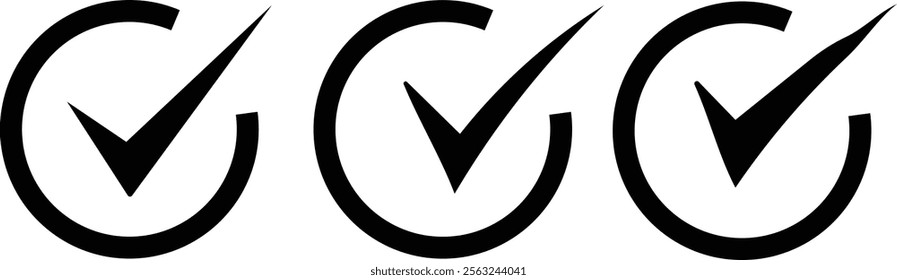 Check box icon with correct, accept checkmark icons tick box checked. Check mark icon symbols vector