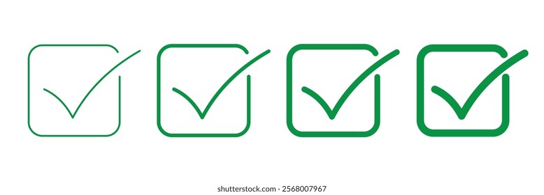 check box icon with correct, accept checkmark icons green tick box, check list circle frame - checkbox symbol sign. 111