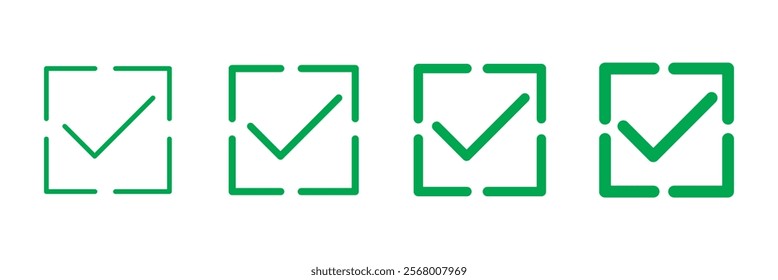 check box icon with correct, accept checkmark icons green tick box, check list circle frame - checkbox symbol sign. 111