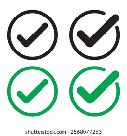 Check box icon with correct, accept checkmark icons tick box checked. Approve symbol.