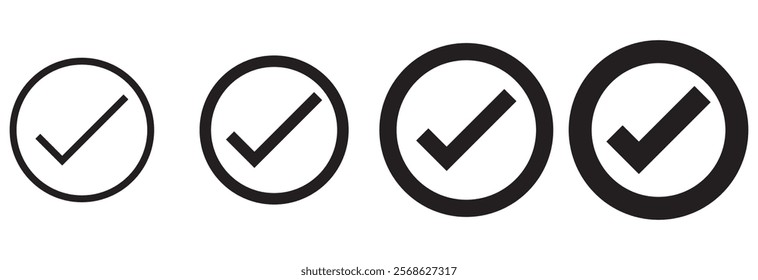 Check box icon with correct, accept,  Tick icon. Filled icon. Set of colorful flat design eps 10