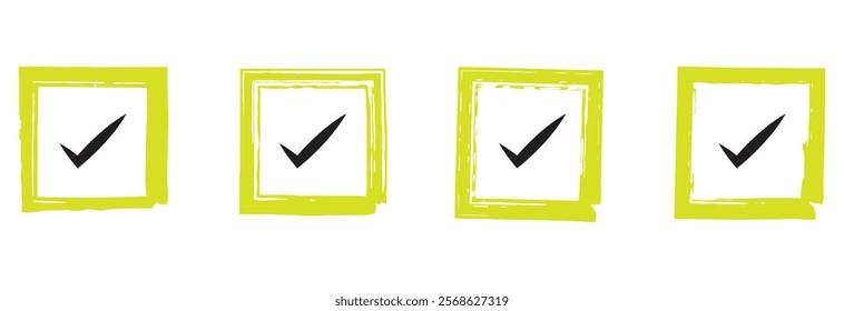 Check box icon with correct, accept,  Tick icon. Filled icon. Set of colorful flat design eps 10