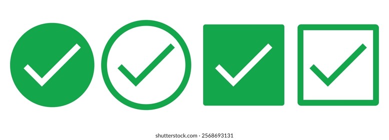 Check box icon with correct, accept checkmark icons tick box checked. Approve symbol. Check mark icon vector design. Green check mark icon. Green tick symbol. Vector check icon.