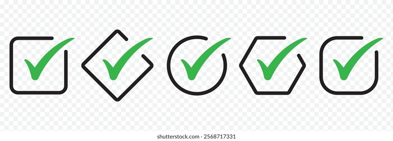 check box icon with correct, accept checkmark icons green tick box, check list circle frame - checkbox symbol sign. check mark box square frame