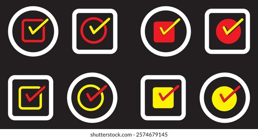 Check box icon with correct, accept checkmark icons tick box checked. Approve symbol design eps 10 