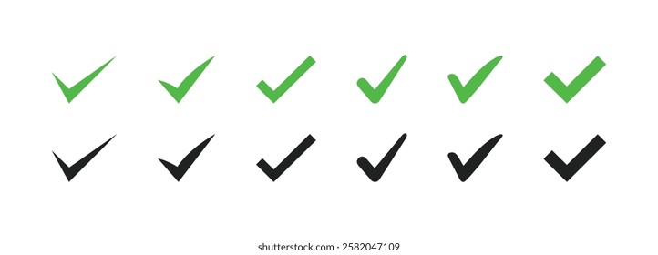 Check box icon with correct, accept checkmark icons tick box checked. Approve symbol.