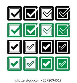 check box icon with correct, accept checkmark icons green tick box, check list circle frame - checkbox symbol sign. check mark box square frame