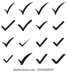 Check box icon with correct, accept checkmark icons tick box checked. Approve symbol. Set of tick or check icon. Correct vote choise isolated symbol. Big set ofcheck mark icon vector illustration. 