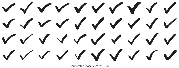 Check box icon with correct, accept checkmark icons tick box checked. Approve symbol. Set of tick or check icon. Correct vote choise isolated symbol. Big set ofcheck mark icon vector illustration. 