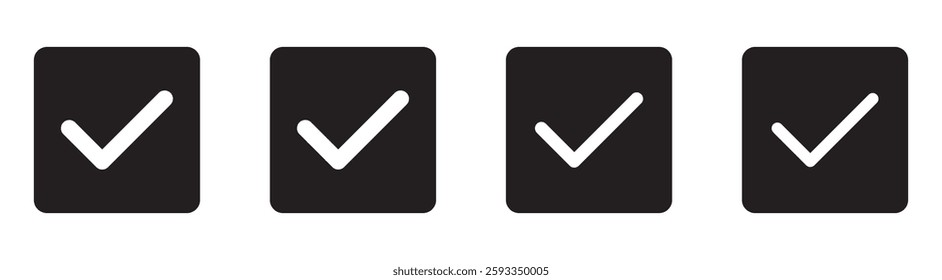 Check box icon with correct, accept checkmark icons tick box checked. Approve symbol. Check mark icon set, Check mark sign vector.  checkbox symbol sign. check mark box square frame.  verify icon.