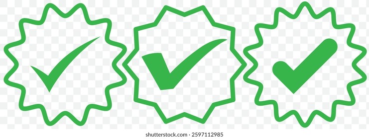 Check box icon with correct, accept checkmark icons tick box checked. Approve symbol. EPS 10.