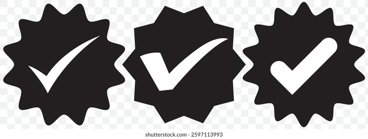Check box icon with correct, accept checkmark icons tick box checked. Approve symbol. EPS 10.