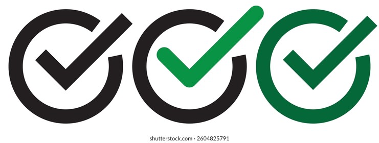 Check box icon with correct, accept checkmark icons tick box checked. Check mark icon symbols vector.