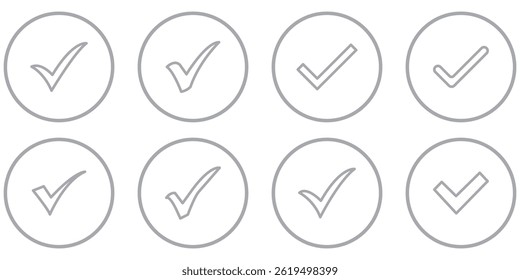 Check box icon with correct, accept checkmark icons tick box checked. Check mark icon symbols vector.