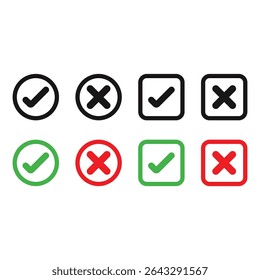 Check box icon with correct, accept checkmark icons tick box checked. Approve symbol.
