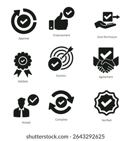 Check box icon with correct, accept checkmark icons tick box checked. Approve symbol.