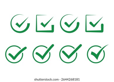 check box icon with correct, accept checkmark icons green tick box, check list circle frame - checkbox symbol sign. check mark box square frame