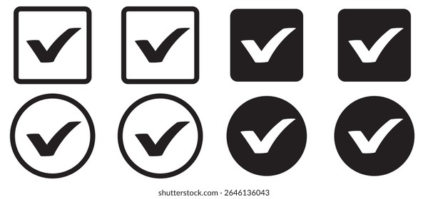 Check box icon with correct, accept checkmark icons tick box checked. Approve symbol. Check mark icon vector design. black check mark icon. black tick symbol. Vector check icon