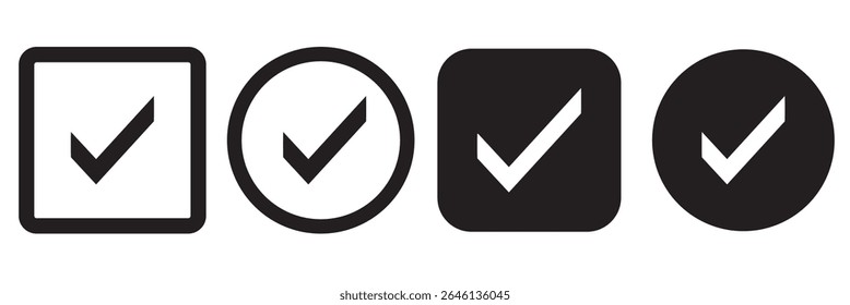Check box icon with correct, accept checkmark icons tick box checked. Approve symbol. Check mark icon vector design. black check mark icon. black tick symbol. Vector check icon