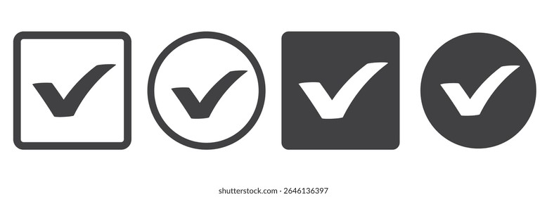  Check box icon with correct, accept checkmark icons tick box checked. Approve symbol. Check mark icon vector design. black check mark icon. black tick symbol. Vector check icon