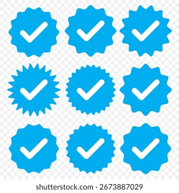check box icon with correct, accept checkmark icons Blue tick box, check list circle frame - checkbox symbol sign. check mark box square frame on Transparent Background. EPS 10.