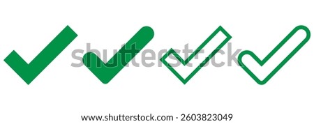 check box icon with correct, accept checkmark icons green tick box, check list circle frame - checkbox symbol sign. check mark box square and round frame, Tick mark icon set . green tick icon set. 