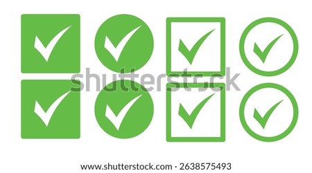 Check box icon with correct, accept checkmark icons tick box checked. Approve symbol. Check mark icon vector design. Green check mark icon. Green tick symbo
