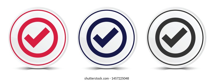 Check box icon crystal flat round button set illustration design isolated on white background