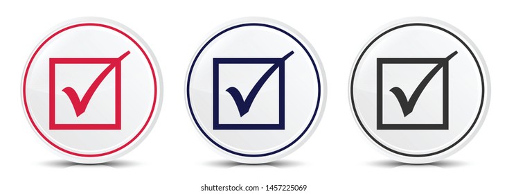Check box icon crystal flat round button set illustration design isolated on white background