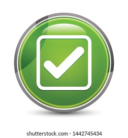 Check box icon isolated on elegant green round button vector illustration