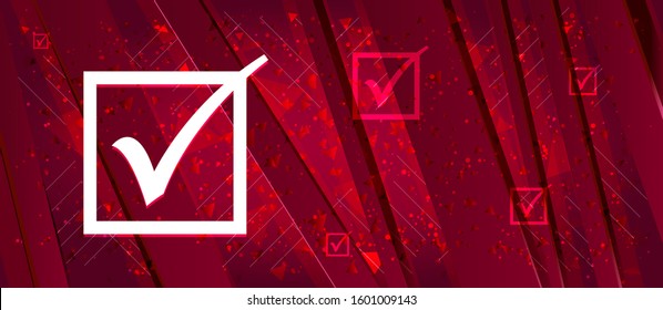 Check box icon isolated on Abstract design bright red banner background