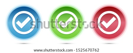 Check box icon isolated on glass round buttons set illustration