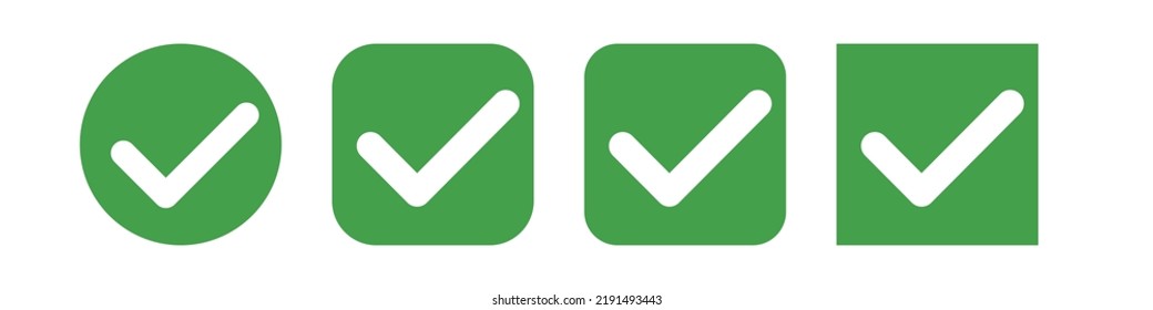 Check Box Icon Set With Different Rounded Corners. Vector.