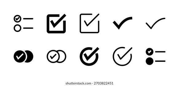 Check Box Icon Set Line and Solid style for Multiple Selection
