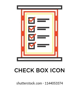 Check box icon vector isolated on white background for your web and mobile app design, Check box logo concept