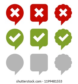 Check Box Icons Set. Green and Red Signs on White Background. Vector