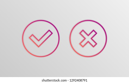 Check box icons, tick and cross signs, check mark, Yes, No. Simple icon for websites, web design, mobile app, info graphics.