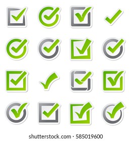Check box icons of vote mark sign choice yes symbol and correct design right agreement voting form button question choose success graphic vector illustration.