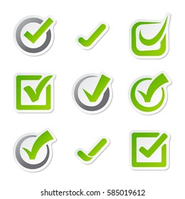 Check box icons of vote mark sign choice yes symbol and correct design right agreement voting form button question choose success graphic vector illustration.